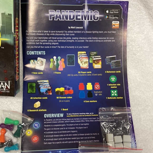 PANDEMIC Board Game Complete (Award Winning Co-op Family 2-4 Players) 2012 MINT - Picture 3 of 7